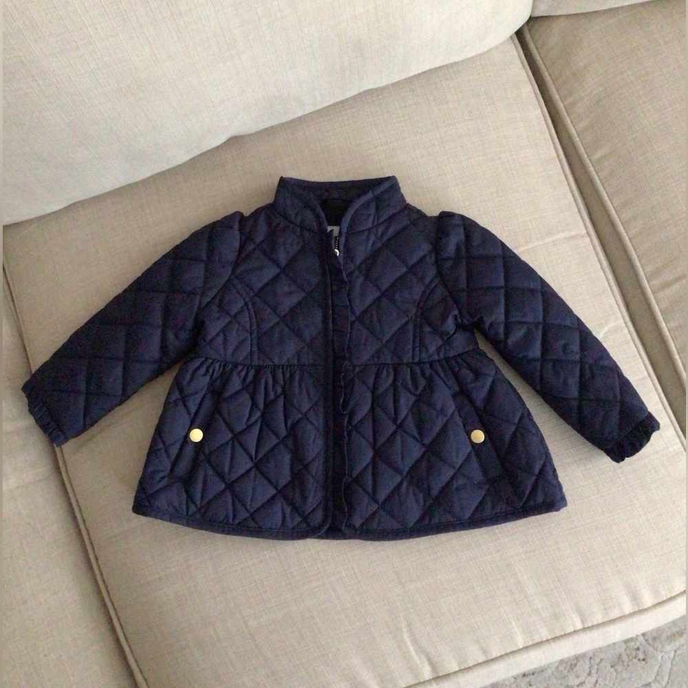 Janie and Jack Dark Blue Quilted Ruffle Cuff Jacket